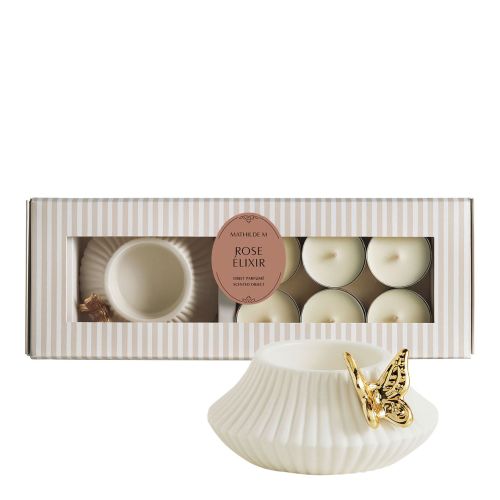 Set porta candele e 6 candele Rose Elixir - Mathilde M.
