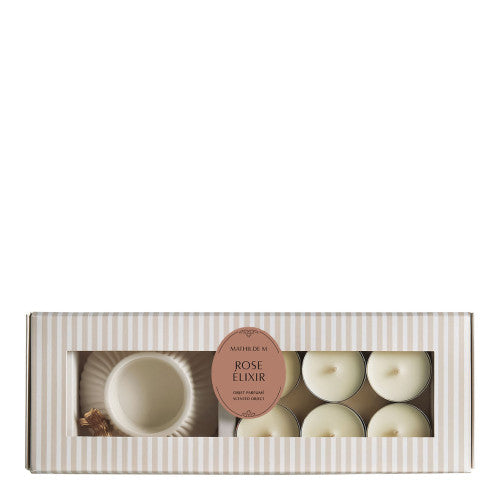 Set porta candele e 6 candele Rose Elixir - Mathilde M.