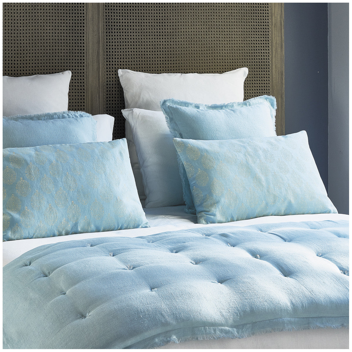 Cuscino Lea blue ciel - Blanc D'ivoire