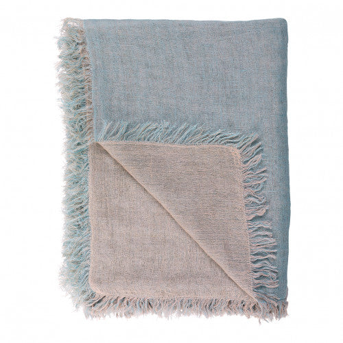 Plaid Lea blue ciel - Blanc D'Ivoire